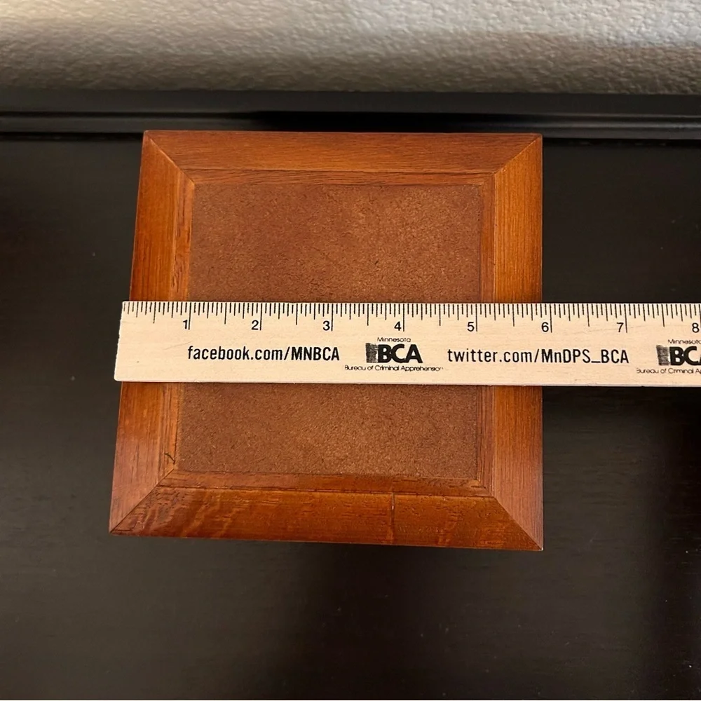 Vintage Thomas Kinkabe wooden jewelry box green velvet interior 6”x6x4” 2 tiers
